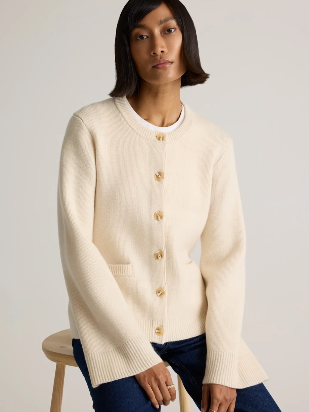 Mongolian Cashmere Structured Cardigan - Picture 3 of 7